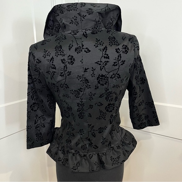 Jackie Jon NY Blk Evening Jacket Floral Embossed Velvet Lined Sz 6P - Picture 4 of 6